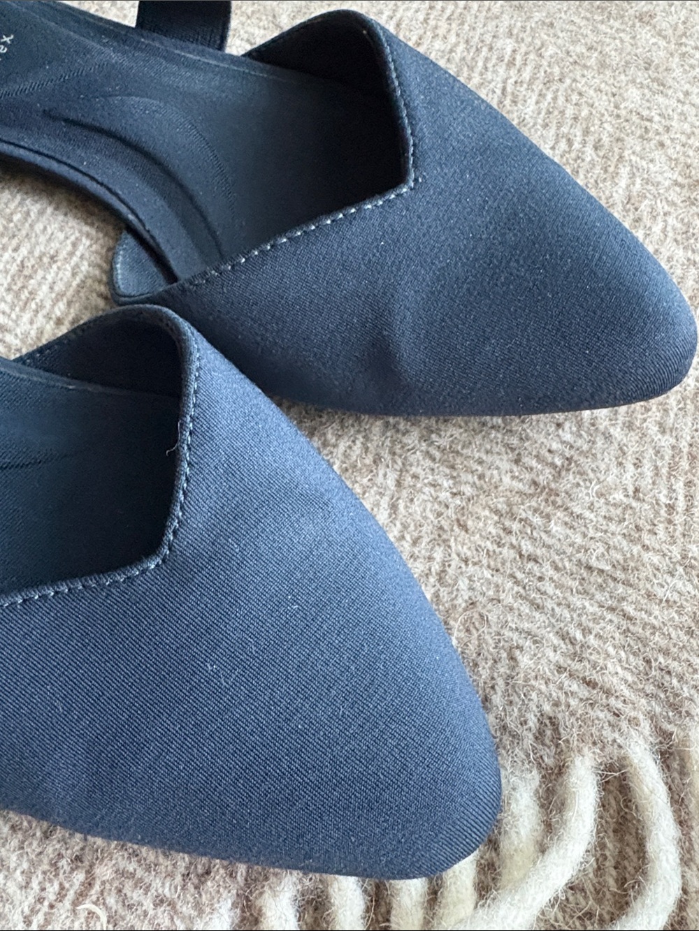 Anne Klein Dark Navy Pointed-Toe Slip-On Flats
